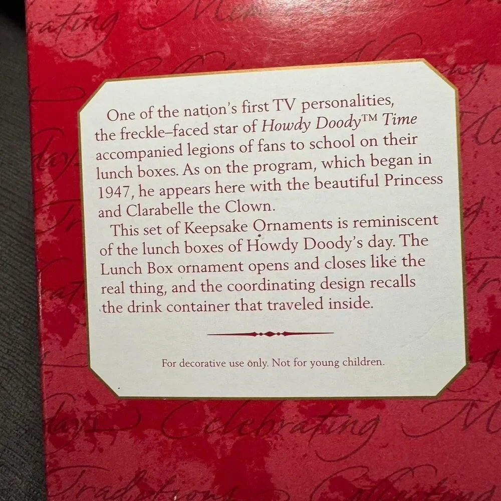 Hallmark Keepsake 1999 Howdy Doody Lunch Box Set Ornament TV Show Retro Tin Box